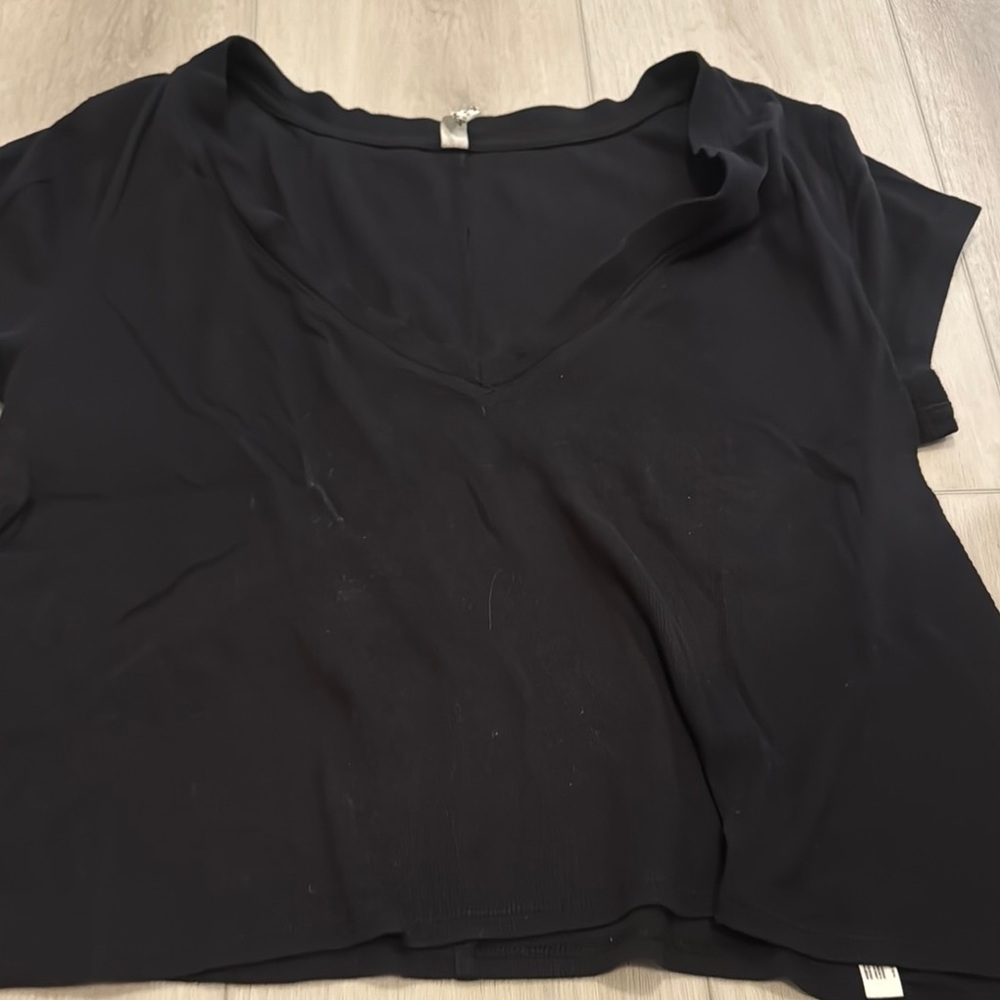 Free People Midnight Short Sleeve V-Neck Top